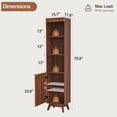 thumbnail image 6 of 70" Tall 2 Pack Freestanding Bathroom Storage Cabinet with Adjustable Shelves, Arched Decor & Anti-Slip Feet, Walnut Space-Saving Organizer for Living Room, 6 of 10