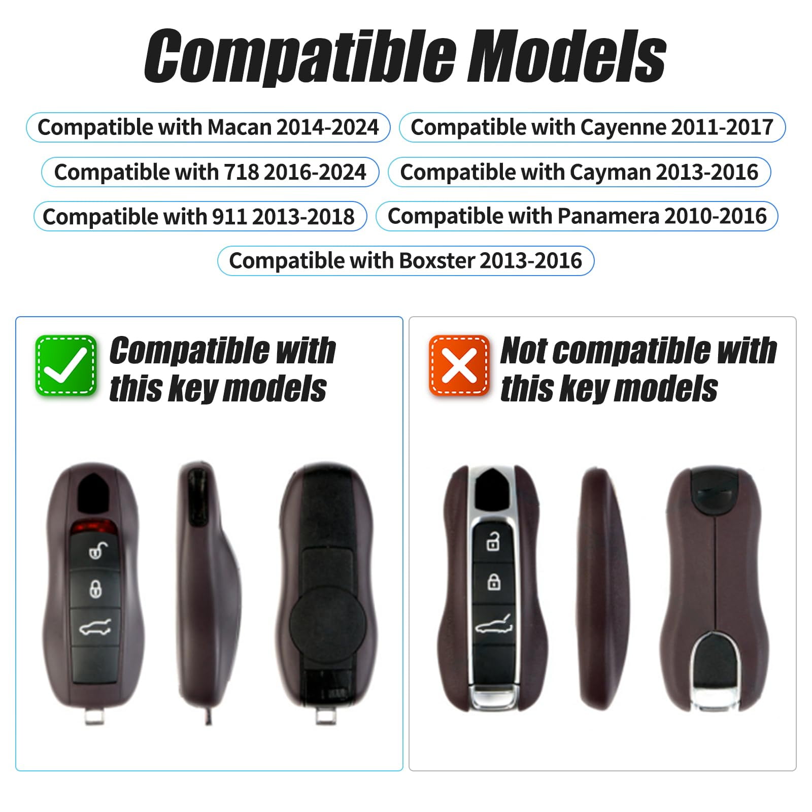 Key Fob Cover Compatible with Porsche Key Shell Key Fob Shell Replacement Compatible with Porsche Cayenne Panamera 911 718 Macan Boxster Cayman
