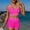 c01Pink, variant on Hduncf Women's Bikini Set with Boyshort Bottoms Scoop Neck Two Piece Swimsuit for Beach Pool Water Sports Swimwear Green S