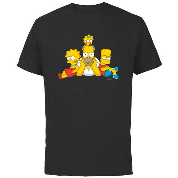 The Simpsons Homer Lisa Bart and Maggie Portrait - Short Sleeve Cotton T-Shirt for Adults - Customized-Black