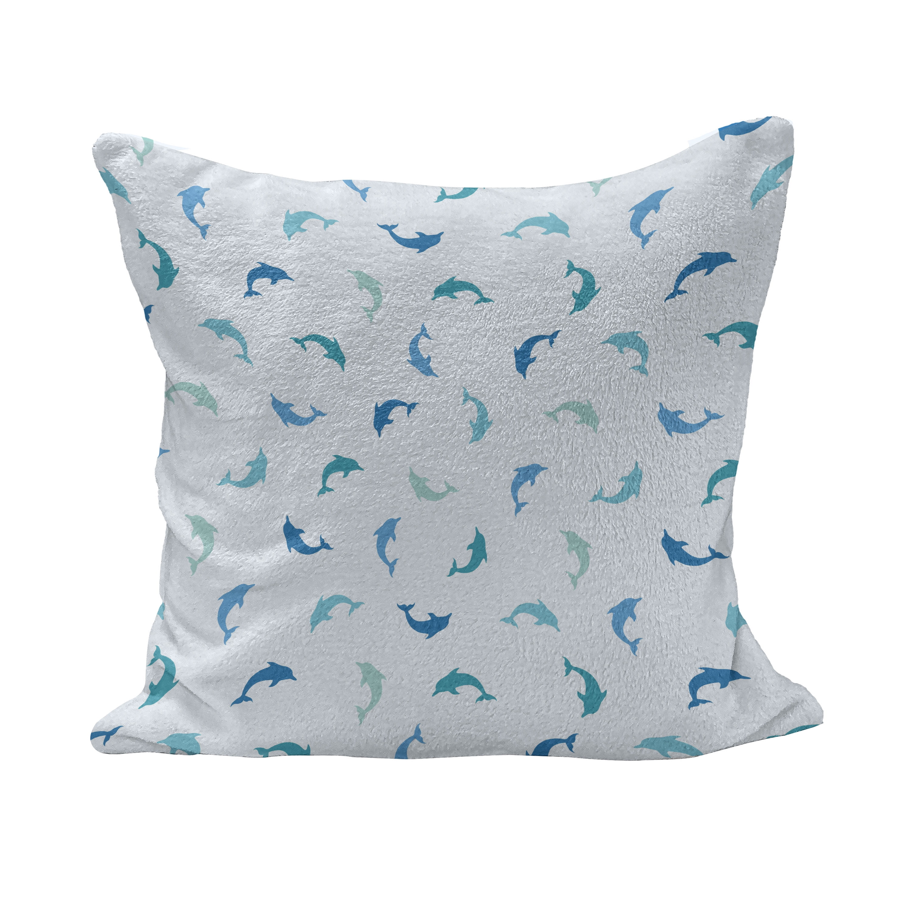 Fishes Cushion Cover Dolphins Tortoises Blue Printed Fabric Square 16" 18" 