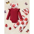 thumbnail image 2 of MORTTIC Adorable Newborn Baby Girl 'Hello I'm New Here' Romper Set Includes Floral Pants, Hat, Headband, & Coming Home Outfit Perfect for Newborn Photoshoots, 2 of 10