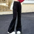 thumbnail image 3 of YunPes Teen Girls Flare Jeans High Waist Bell Bottom Pants Distressed Butterfly Patchwork Jeans Casual Cute Applique Denim Leggings, 3 of 7