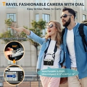 Upgraded 4K Digital Camera with SD Card Autofocus, 48MP Digital Camera with Flash Viewfinder & Dial, Vlogging Camera for Photography and Video Anti-Shake, Compact Travel Camera 16X Zoom (2 Batteries)