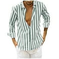 thumbnail image 2 of Sweatshirts for Men Long Sleeve Vertical Striped Print Button V-Necvk Casual Shirts Green M, 2 of 6