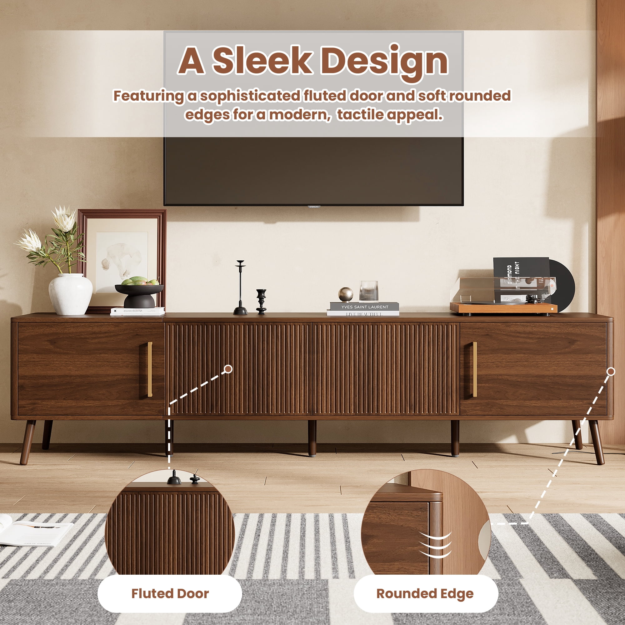 Homy Casa TV Stand Console Table, Modern Media Center with Storage for Living Room