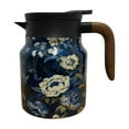 thumbnail image 2 of Insulated Coffee Carafe 1L with Floral Design, Stainless Steel Thermal Pitcher with Wooden Handle, 12-Hour Hot Cold Retention for Home Office, 2 of 9
