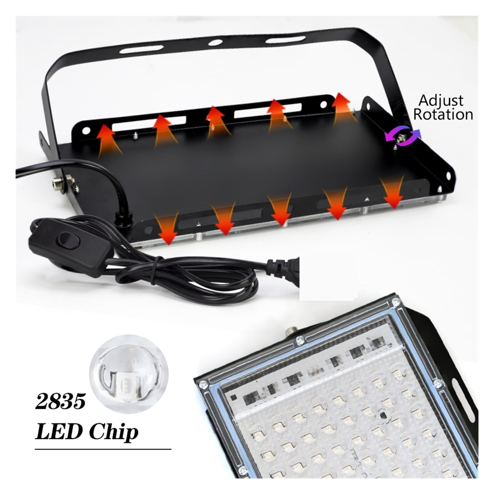 50W 100W UV LED Flood Light Indoor Outdoor Floodlight 395nm 400nm Ultraviolet Fluorescent Stage Lamp Party Spotlight - Wide Angle Beam