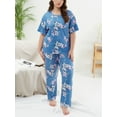 thumbnail image 4 of Women's Plus Size Pajama Sets For Lady Soft Short Sleeve Loungewear Sleepwear Top With Soft Pants 5XL, 4 of 13