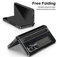 thumbnail image 2 of ShellTech for Samsung Galaxy Z Fold 7 Leather Hard PC Plating Case with Pen Holder & Slim Stylus, with Kickstand, Hinge Protection, Screen Protector, Retro Leather Protective Cover,Black, 2 of 7