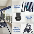 thumbnail image 4 of Howsvn 3 Seat Outdoor Patio Swing with Converting Canopy, Cushioned Steel Frame Porch Canopy Swing Chair, Swing Glider Hammock for Patio, Garden, Navy Blue, 4 of 10