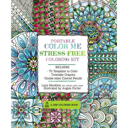 Portable Color Me Stress Free Coloring Kit Includes Book Colored Pencils And Twistable