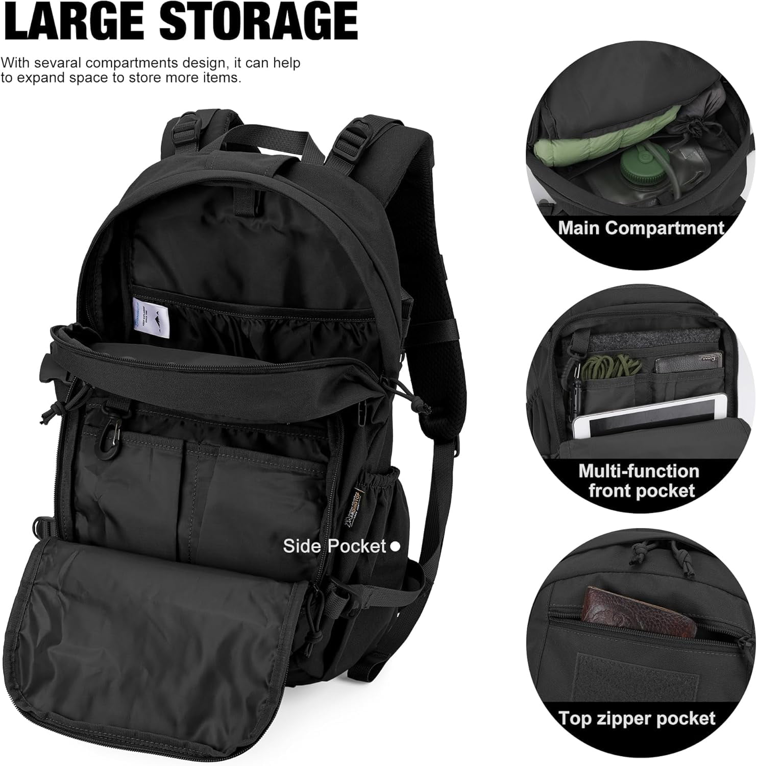 25L Tactical Backpack for Men, Molle Daypack Bug Out Bag for Hiking, Camping, and Commuting, Water-Resistant Military Style Rucksack