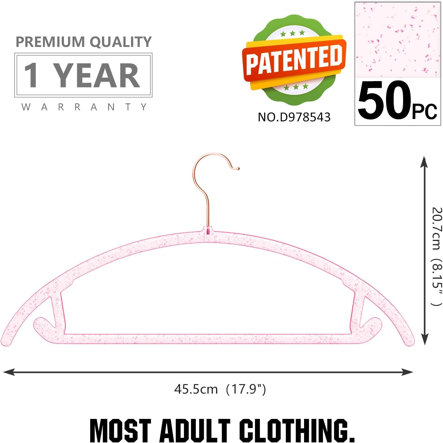 Premium Clear Hangers (Pack of 50) Heavyduty-Acrylic No Shoulder Bump Suit Hangers - Space Saving Clothes Hangers,Rounded Hanger for Coat,Sweater,Jackets,Pants