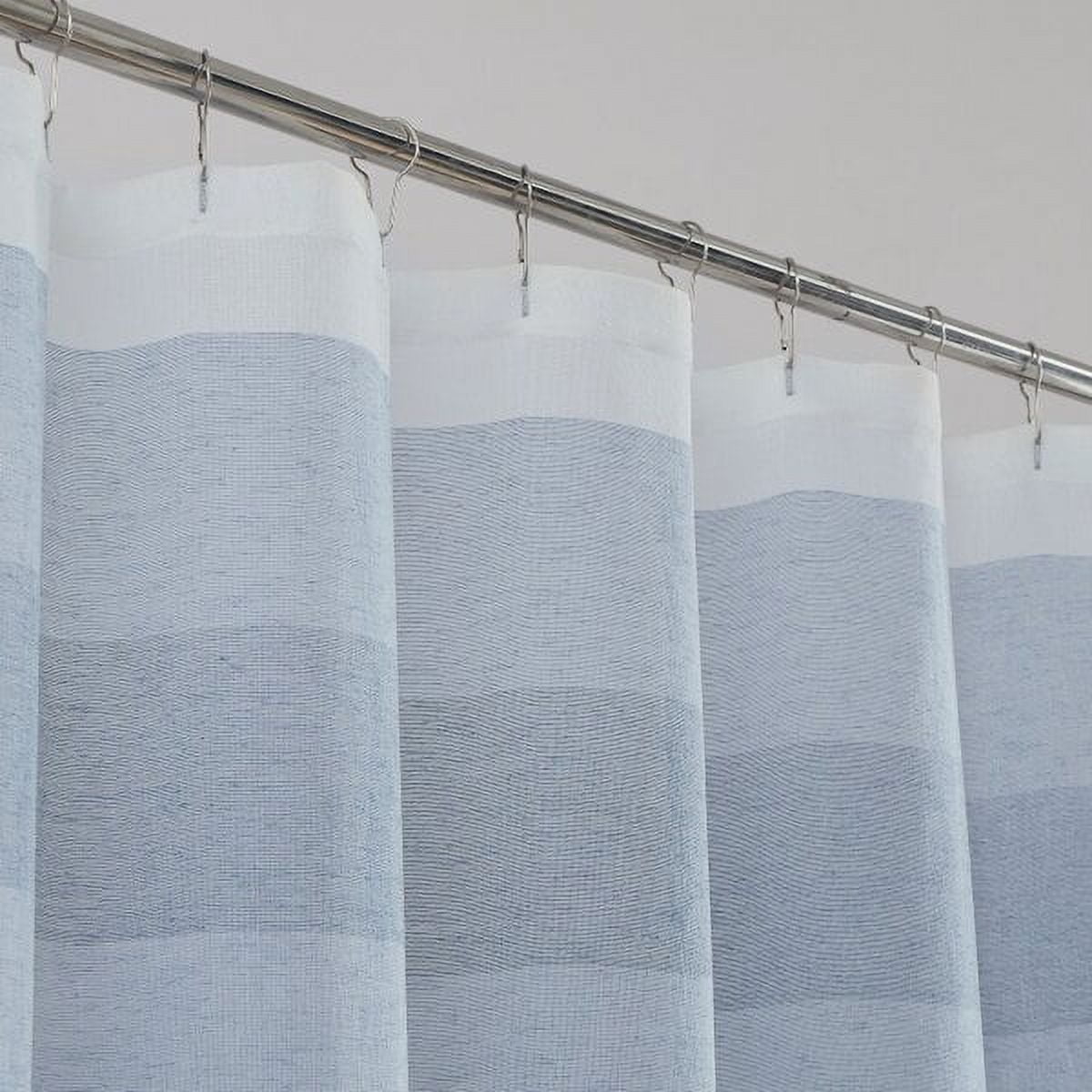 Dainty Home Chelsea 70 x 72 Linen Striped Shower Curtain in Blue