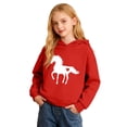 thumbnail image 4 of IWRICH Love Horse Hoodie for Girls Equestrian Horseback Riding Gift Idea Sweatshirt with Horses,Size 2-14 Years Red 160, 4 of 4