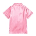 thumbnail image 5 of eczipvz Girls Pajamas Satin Pajama Set Silk Pjs Short Sleeve Sleepwear Loungewear Clothes Set Pink 4-5 Years, 5 of 7