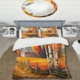 thumbnail image 2 of Designart "Cozy Autumnal Cottage IV" Landscape & Nature Bedding Covert Set - Winter Landscape Orange Landscapes Bed Set With 1 Sham, 2 of 6