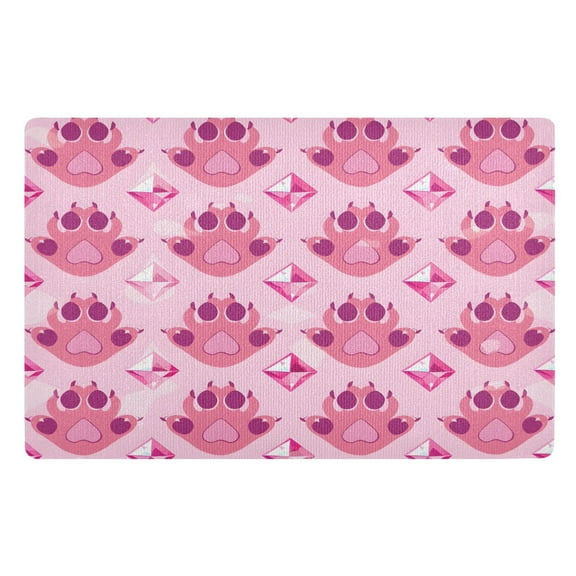 ALAZA Cute Cat Paw Pink Door Mats Outdoor Indoor Entrance Low Profile Floor Rugs 32"x20" Carpet