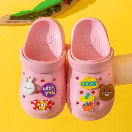 

GEDER-S Girls Cute Cartoon Decorative Clogs Soft Sole Non-slip Lightweight Breathable Slippers Sandals EVA
