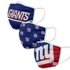 3 Pack New York Giants Officially Licensed NFL Washable Resuable Face Mask Cover By FOCO
