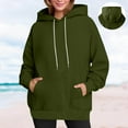 thumbnail image 4 of Turilly Women's Casual Hoodies Solid Color Drawstring Long Sleeved Top Loose Hooded Sweatshirts, 4 of 6
