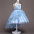 thumbnail image 6 of CPNG Girls' Vibrant Sleeveless Embellished Lace & Tulle High-Low Flower Girl Dress – Elegant Bodice with Intricate Embroidery, Flowy Ball Gown Skirt for Weddings, Birthday Parties, 6 of 9