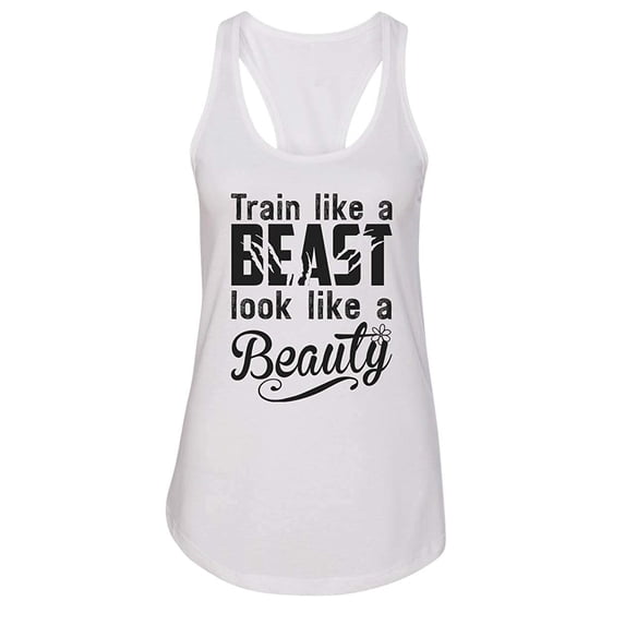 Women’s “Train Like a Beast Look Like a Beauty” Ideal Racerback Tank Top