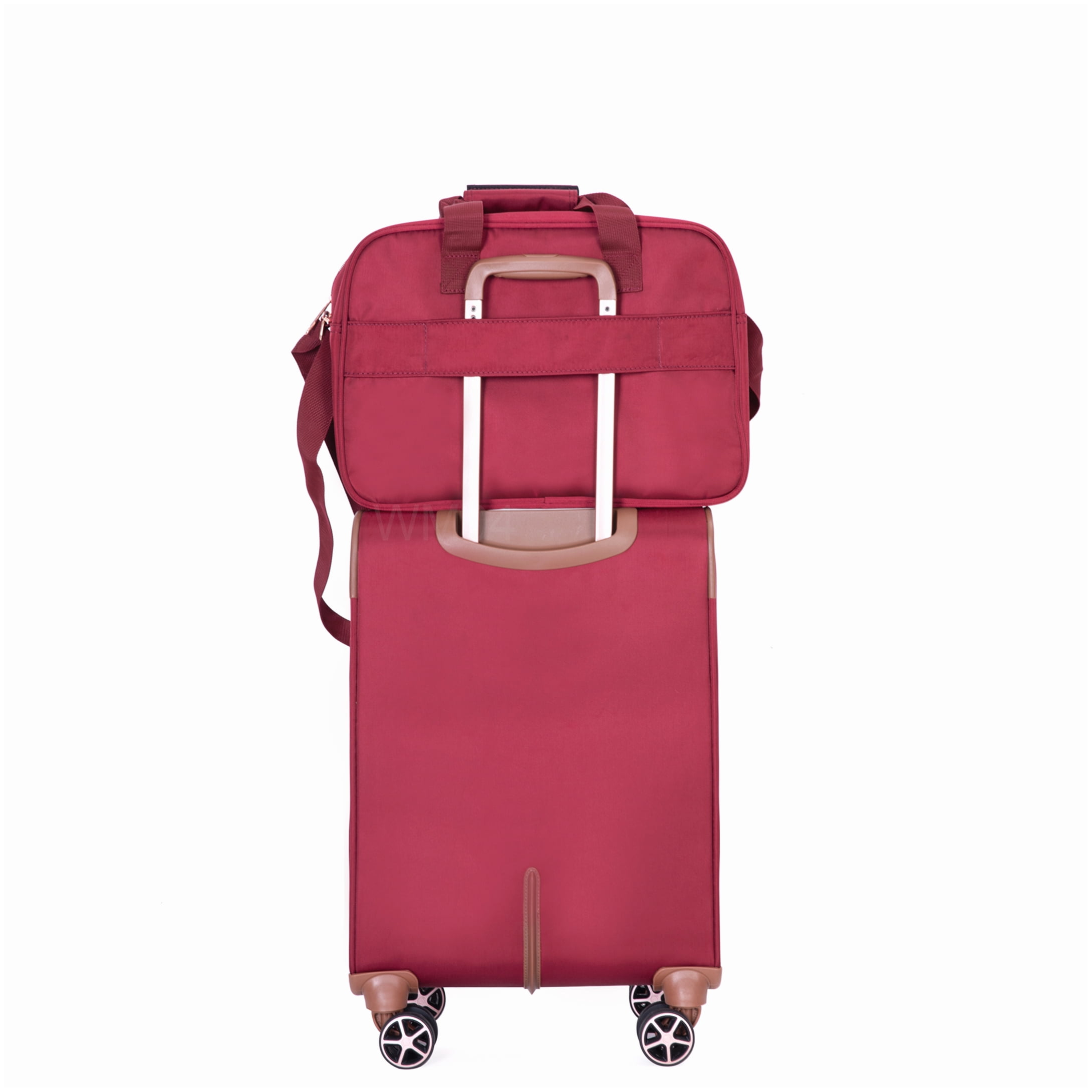 MANGIJOY Lightweight Polyester 4-Piece Luggage Set with 360° Spinner Wheels, Red Expandable Carry On and Checked Suitcases