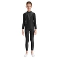 thumbnail image 1 of Kaerm Girls Rhinestones Long Sleeve Unitard Full Body Stretch Gymnastics Leotard Dance Bodysuits Black 14, 1 of 6