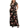 thumbnail image 3 of Aiyino Women Plus Size V Neck Short Sleeve Casual Evening Dress, Comfortable Elegant Party Maxi Dress, 3 of 8