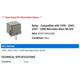 thumbnail image 2 of Relay - Compatible with 1998 - 2003, 2007 - 2008 Mercedes-Benz ML320 1999 2000 2001 2002, 2 of 2