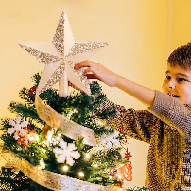 XWSHYW Decoraciones Navideñas Caja de Regalo con Forma de Estrella para La Parte Superior Del Árbol de Navidad, Decoración Colgante para Árbol de Navidad, Nuevo Producto