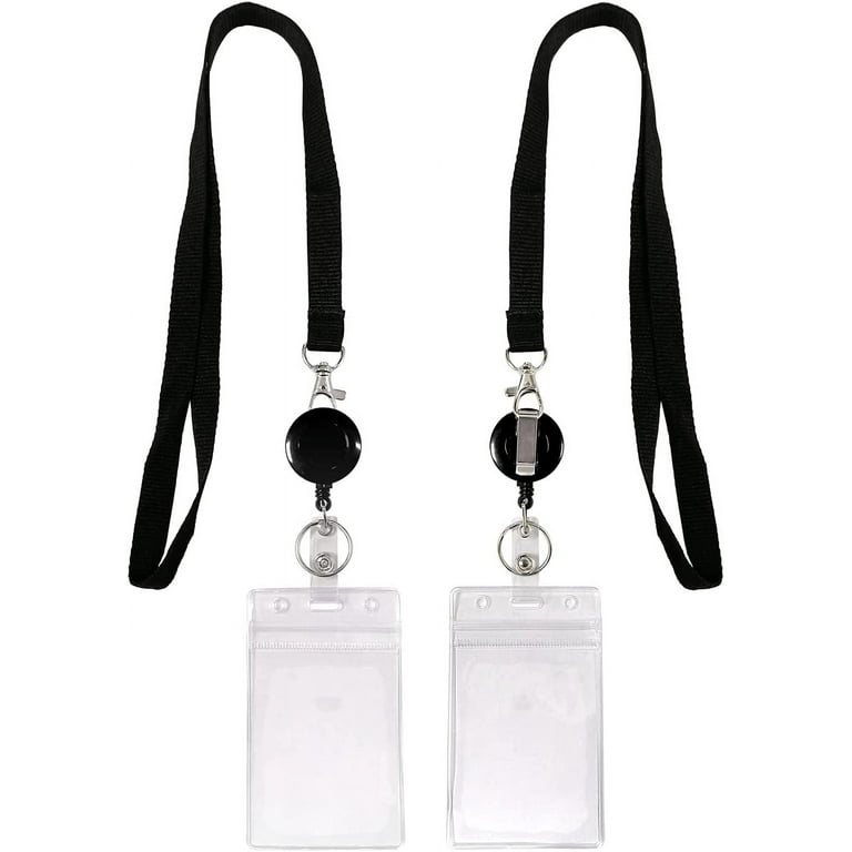 Topographic ID Badge Holder With Breakaway Lanyard & Retractable Reel - Black Design For Work, Office, Nurse