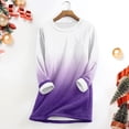 thumbnail image 2 of Gyujnb Women's Gradient Print Crew Neck Thermal Top, Lined Long Sleeve Casual Warm Layering Shirt for Fall Winter,#2 Light Purple, 2 of 4