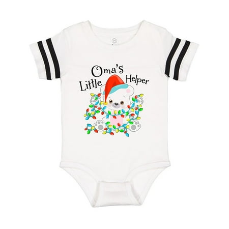 

Inktastic Oma s Little Helper Cute Polar Bear with Christmas Lights Gift Baby Boy or Baby Girl Bodysuit
