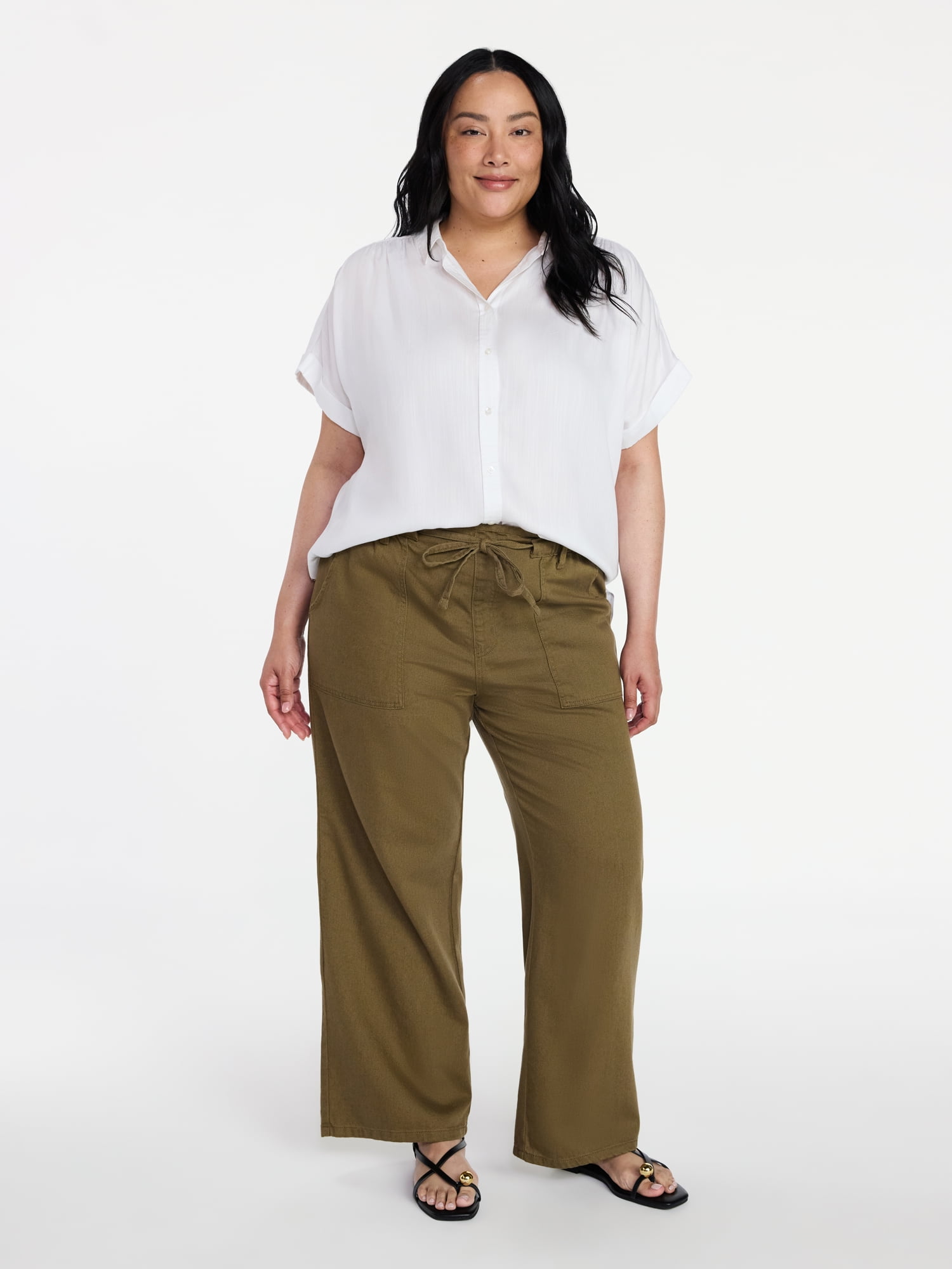 Scenario Women's Pull On Wide Leg Jeans, 30" Inseam, Sizes XS-XXXL