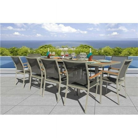 Bellini GR01411SGB2048T 22.75 x 21.25 x 35.5 in. Essense Dining Set, Pewter - 11 Piece