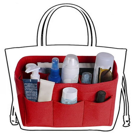 Mrosaa Felt Handbag Insert - 2 in 1 Sturdy Purse Insert Organizer Bag in