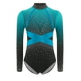 thumbnail image 5 of Hansber Gymnastics Leotard for Girls Rhinestone Long Sleeve Bodysuit Vest and Leggings Tumbling Dance Outfit Light Blue 12, 5 of 7