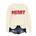 thumbnail image 4 of Chandails d'Automne pour Femmes Chic Joyeux Noël Chandails pour Femmes Joyeux et Chandail à Lettres Imprimées Chandails à Enfiler Hauts Décontractés Chandails à Col Rond, 4 of 5