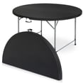 thumbnail image 1 of Magshion Table Pliante Ronde 60 Pouces, Table Ronde en Plastique Pliable de 5 Pieds Table à Cartes à Manger pour Mariage Intérieur Extérieur, Noir, 1 of 4