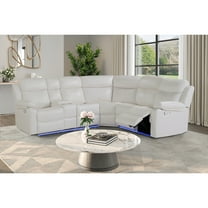 6026 White Faux Leather LAF Sectional