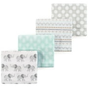Luvable Friends Hudson Baby Flannel Receiving Blankets 4pk, Elephant Gray