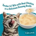 thumbnail image 6 of Purina Friskies Lickable Cat Treats Lil' Bits ‘n Broth with Shredded Chicken in a Dreamy Broth Cat Food Toppers, 1.2 oz Pouches (16 Pack), 6 of 13
