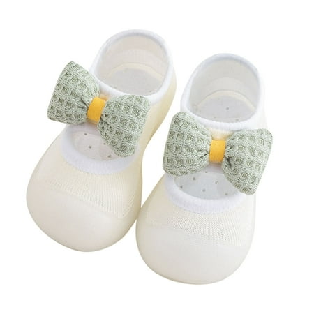 Baby Shoes Girl Formal Shoes First Walkers Cute Bowknot Soft Antislip Wearproof Socks Shoes Crib Shoes Prewalker Sneaker Toddler Girl Sneakers Size 2 Years-3 Years