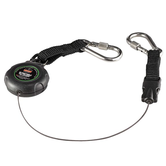 Ergodyne Squids® 3000 Retractable Dual SS Carabiner - 1lb, Black, Standard