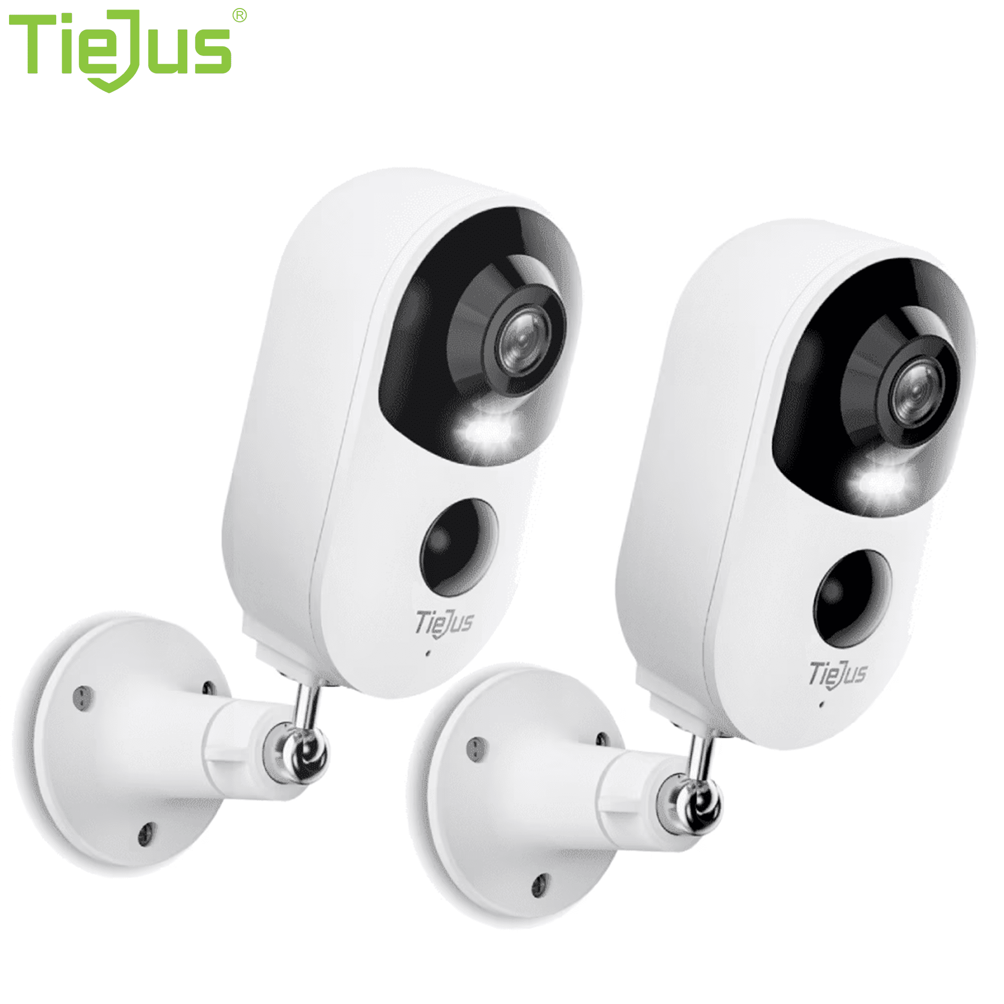 TIEJUS 2-Pack Wireless Outdoor Security Camera System, Smart Home WiFi IP Small Camera with 2K Color Night Vision, Compatible with Alexa (Supports 2.4GHz WiFi)