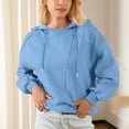 thumbnail image 3 of GigrtiJin Sweat à Capuche pour Femmes, Manches Longues, Col Rond, Pull-Over, Blouses Décontractées, Couleur Unie, 3 of 8
