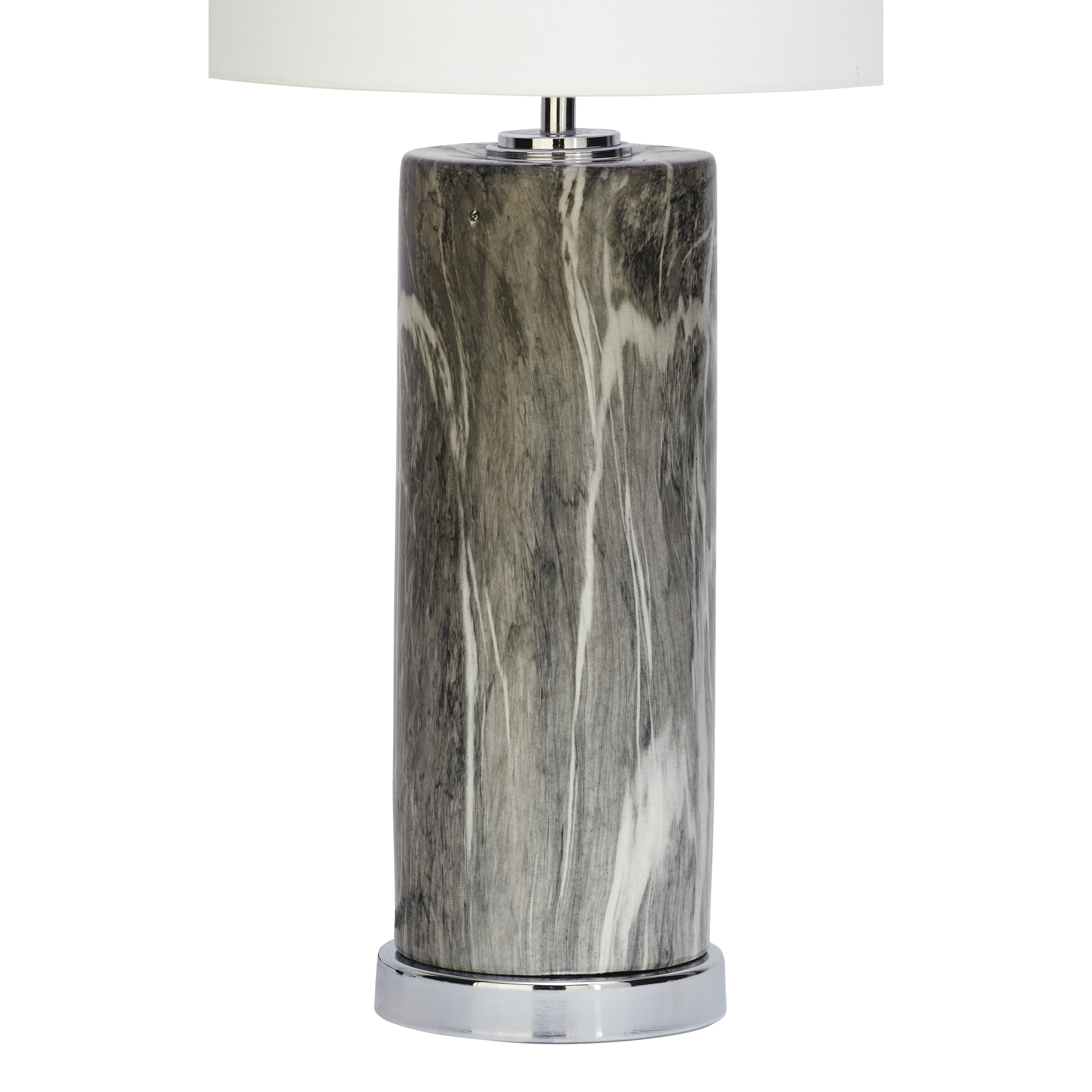 CosmoLiving by Cosmopolitan 26" Faux Marble Gray Table Lamp with White Linen Shade